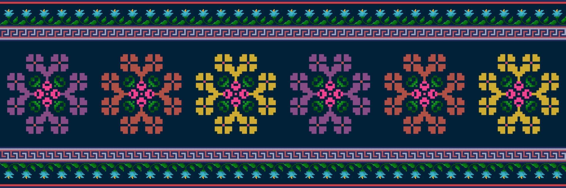 ikat ethnisches nahtloses musterdekorationsdesign. aztekischer Stoffteppich Boho Mandalas Textiltapete. stammes-eingeborenes motiv verziert afroamerikanischen volkstümlichen traditionellen stickereivektor vektor