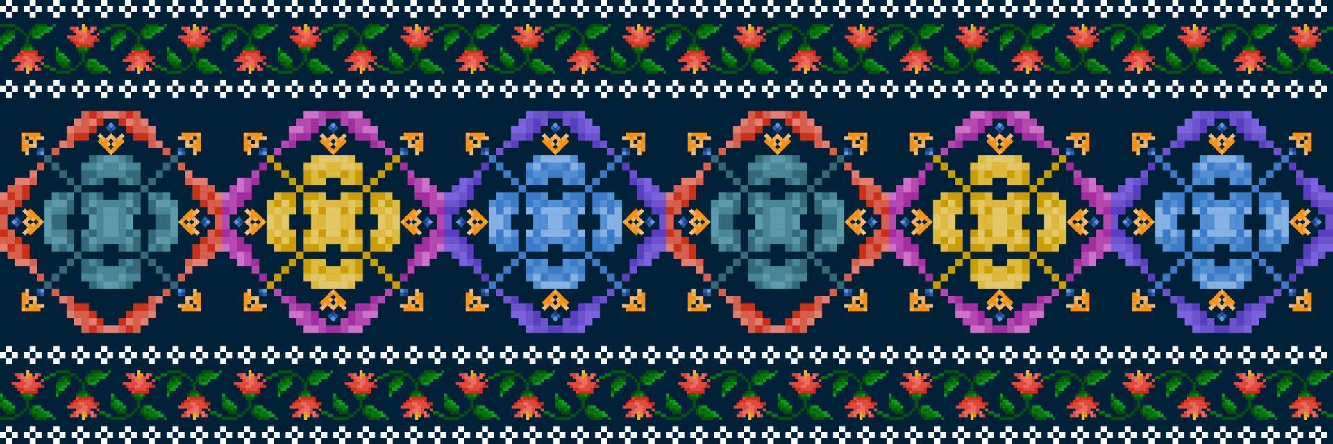 ikat ethnisches nahtloses musterdekorationsdesign. aztekischer Stoffteppich Boho Mandalas Textiltapete. stammes-eingeborenes motiv verziert afroamerikanischen volkstümlichen traditionellen stickereivektor vektor