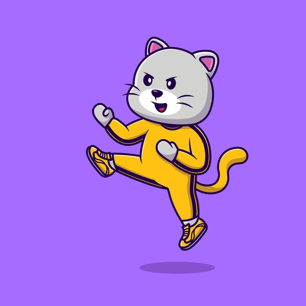 niedliche katze karate cartoon vektor symbole illustration. flaches karikaturkonzept. geeignet für jedes kreative Projekt.