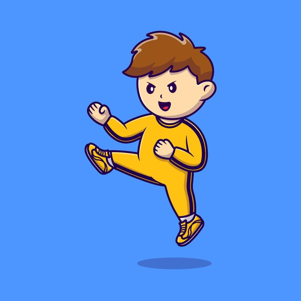 söt pojke karate tecknad serie vektor ikoner illustration. platt tecknad serie begrepp. lämplig för några kreativ projekt.