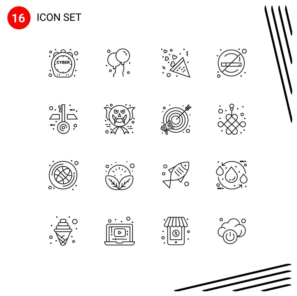 Aktienvektor-Icon-Pack mit 16 Zeilenzeichen und Symbolen für Schlüsselarchitektur-Feuerwerkszeichen keine bearbeitbaren Vektordesign-Elemente vektor