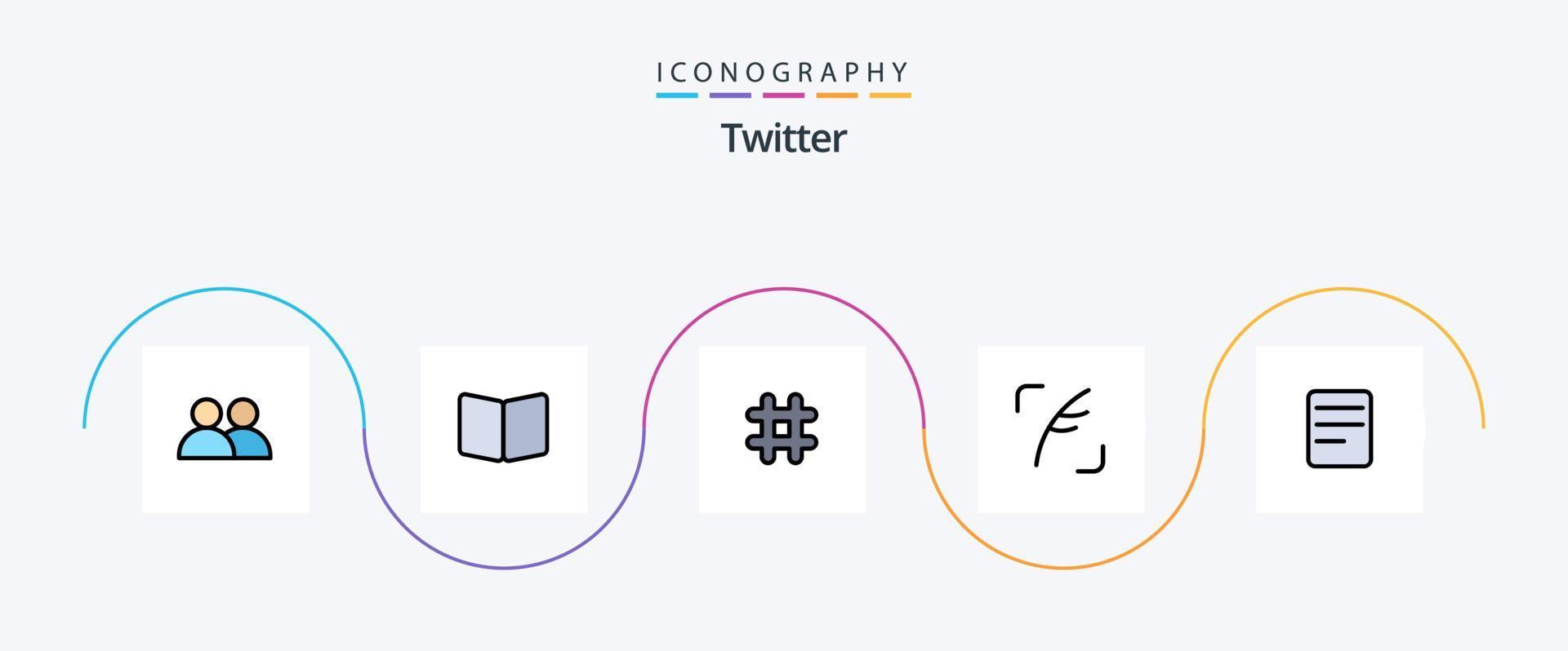 Twitter-Linie gefülltes flaches 5-Icon-Paket einschließlich Twitter. Vogel. Startseite. Feder. zwitschern vektor