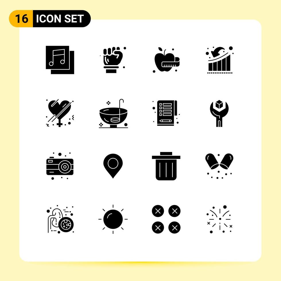 stock vektor ikon packa av 16 linje tecken och symboler för roman kön mat kvinna tillväxt redigerbar vektor design element