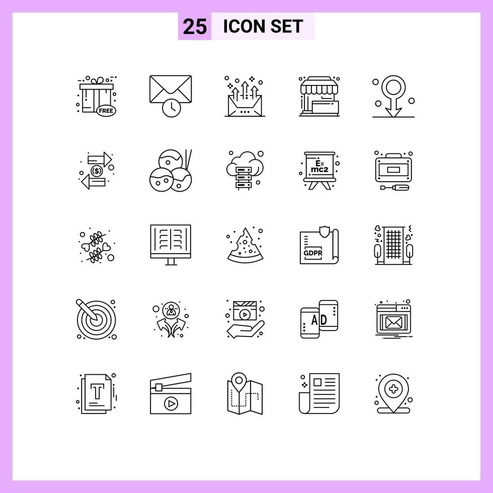 uppsättning av 25 modern ui ikoner symboler tecken för biologi Lagra pil affär inköp redigerbar vektor design element