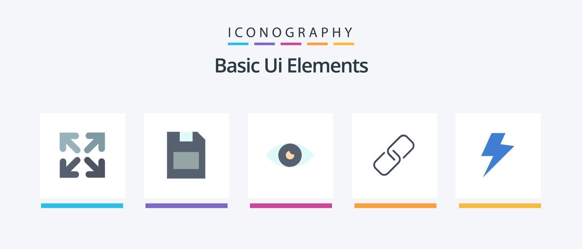 grundläggande ui element platt 5 ikon packa Inklusive laddning. metall. grundläggande ikon. stift. klämma. kreativ ikoner design vektor