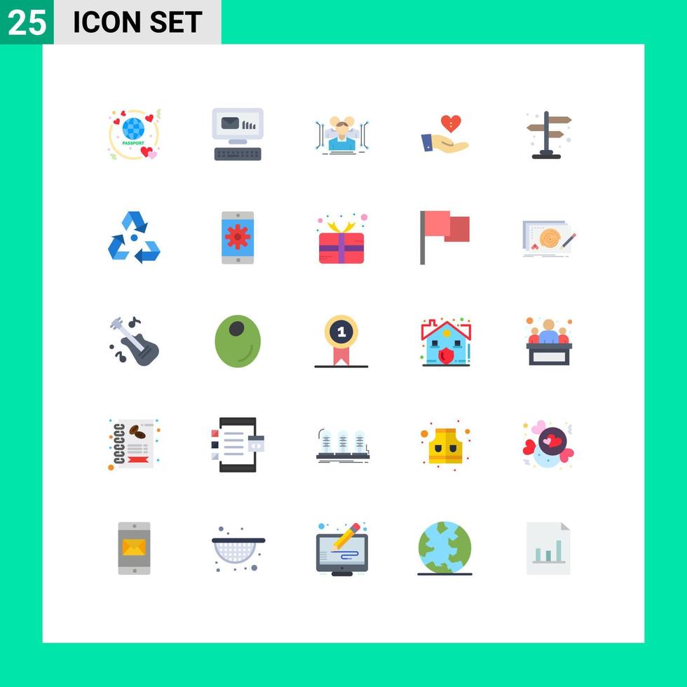 moderner Satz von 25 flachen Farben und Symbolen wie Liebe, die Anthropometrie-Spende öffentlich bearbeitbare Vektordesign-Elemente gibt vektor
