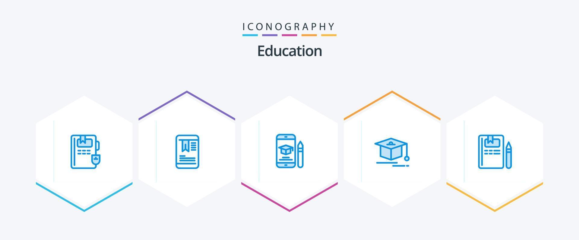 utbildning 25 blå ikon packa Inklusive penna. utbildning. gradering. bok. utbildning vektor