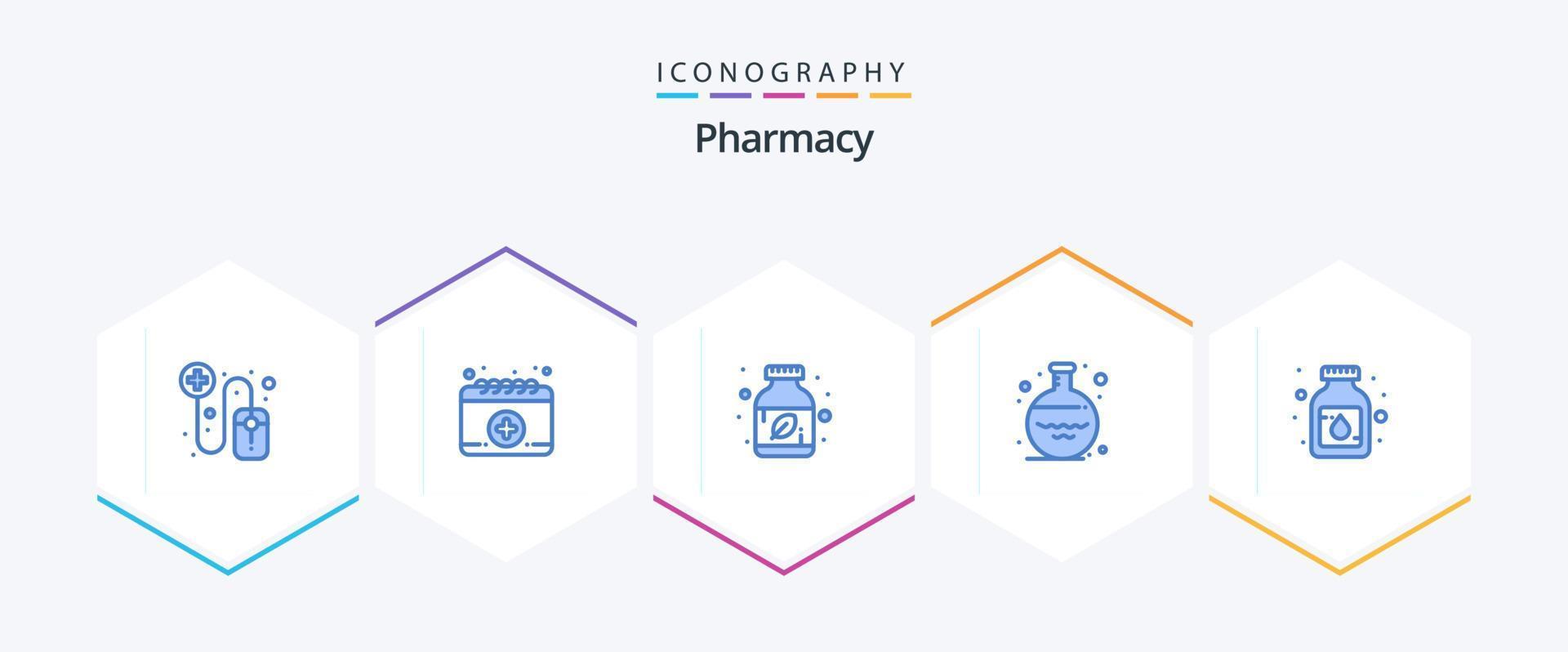 apotek 25 blå ikon packa Inklusive medicin. flytande. ört. flaska. apotek vektor