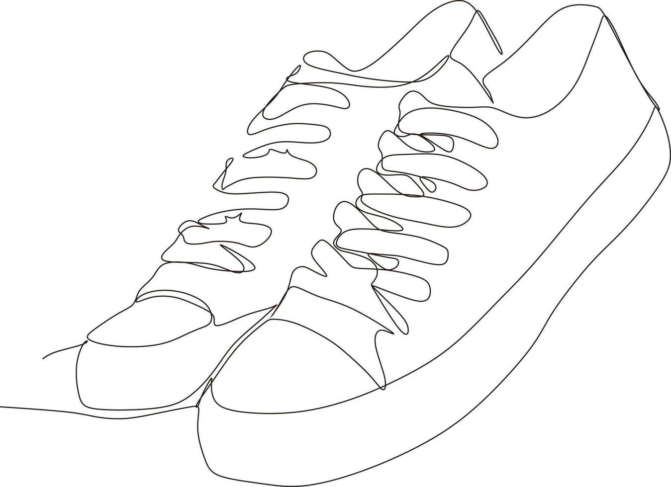 kontinuerlig linje svart och vit sko konst teckning vektor