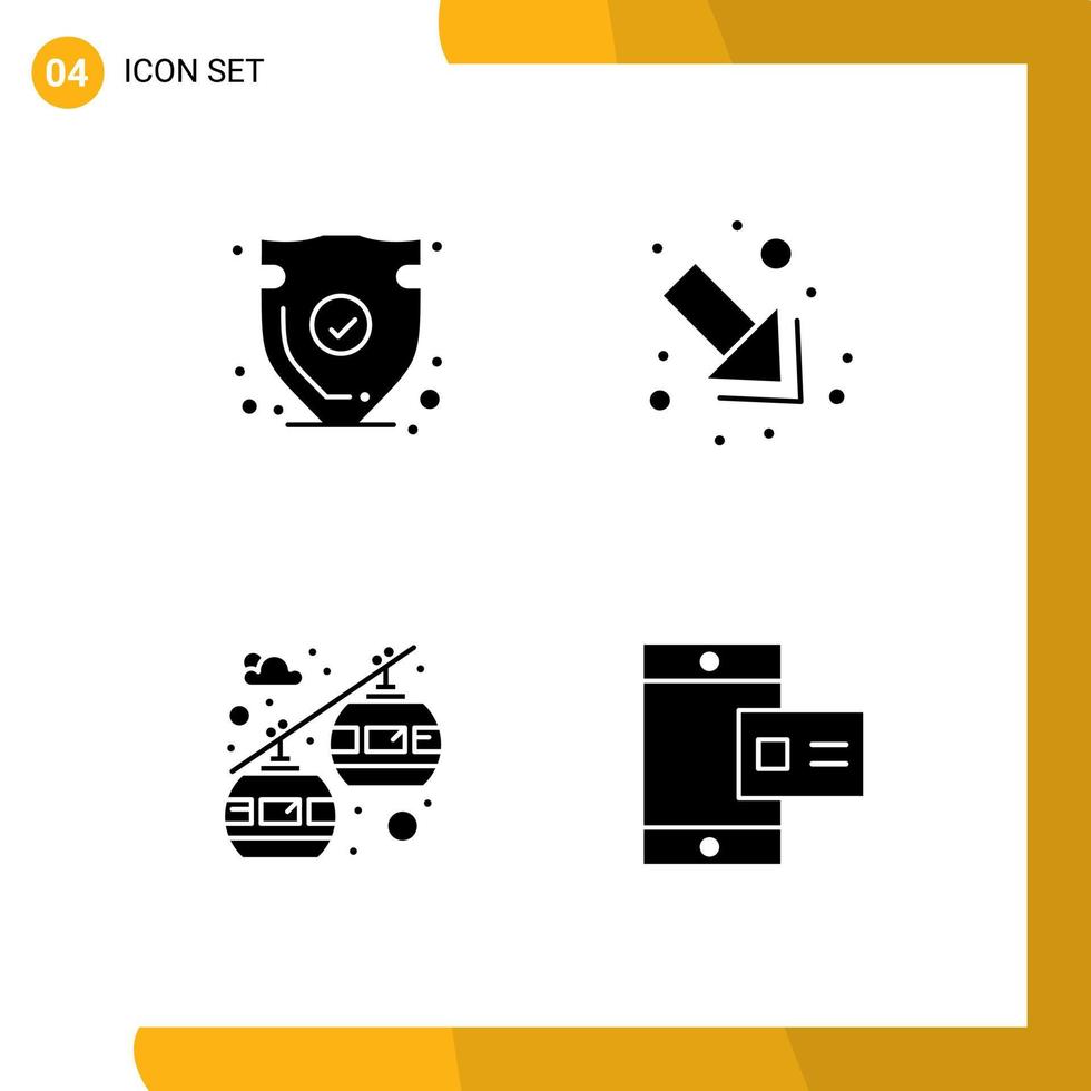 Gruppe von 4 soliden Glyphenzeichen und Symbolen für Sicherheitstransport vertrauen auf mobil bearbeitbare Vektordesignelemente vektor