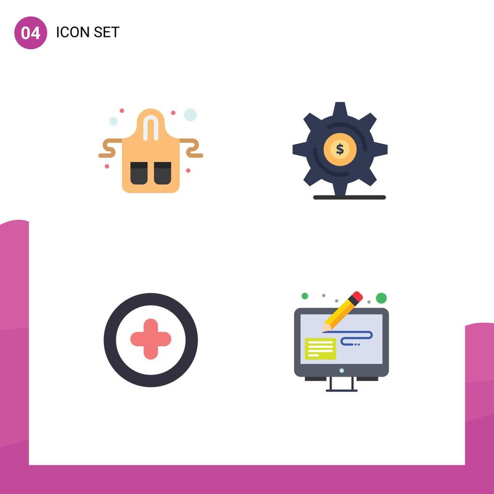 4 användare gränssnitt platt ikon packa av modern tecken och symboler av Kafé media kök investering plus redigerbar vektor design element
