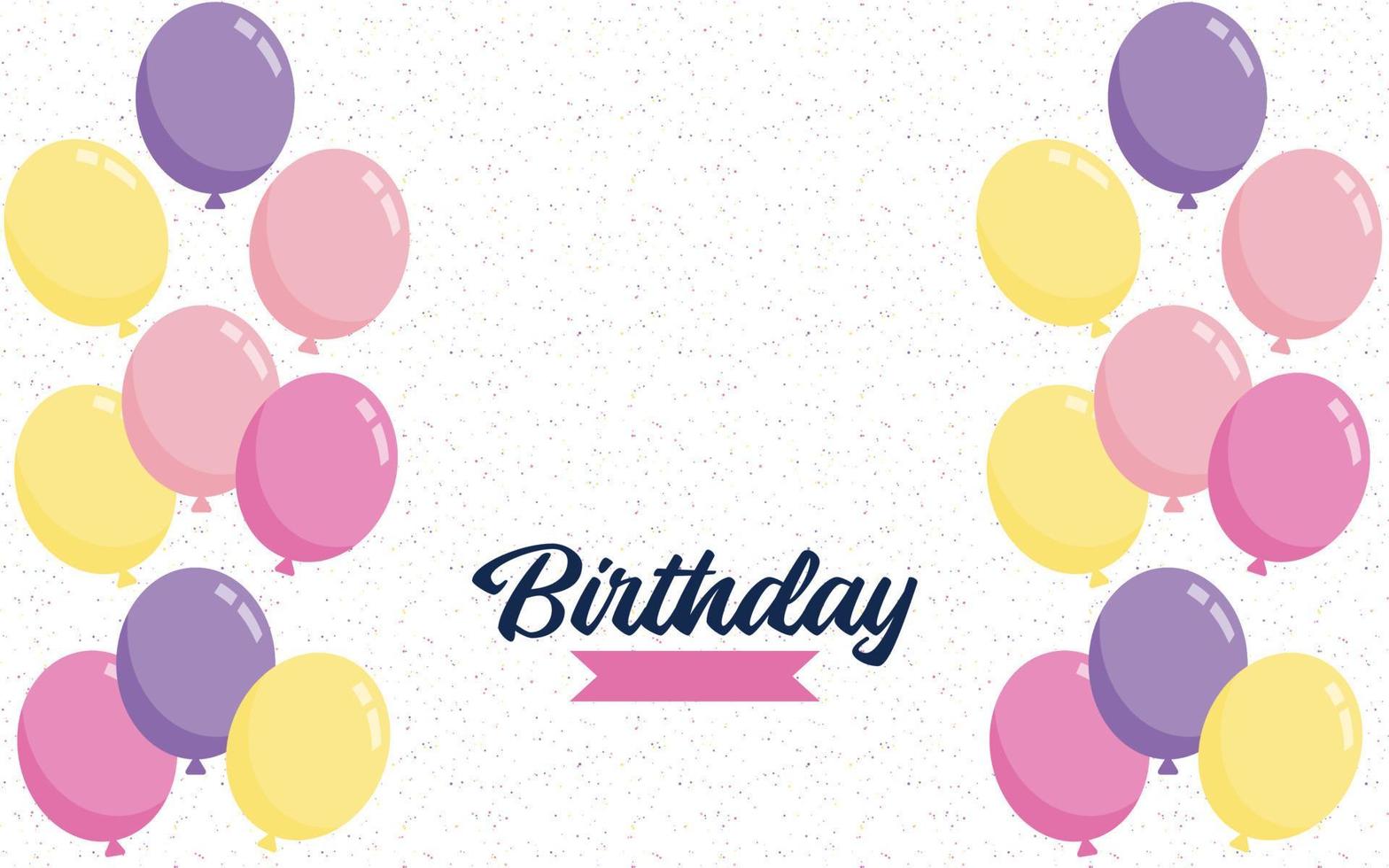 Lycklig födelsedag text text baner med ballong bakgrund vektor