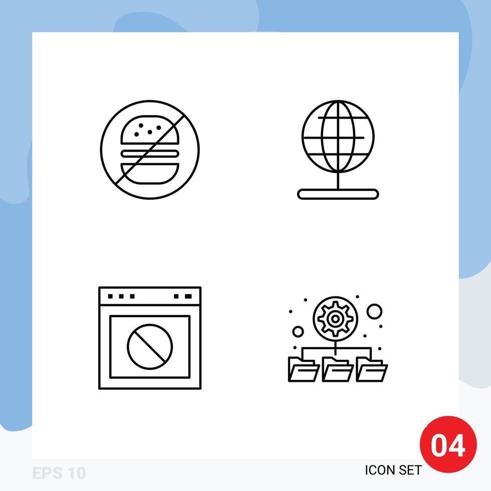 uppsättning av 4 modern ui ikoner symboler tecken för burger sluta Nej stå webb redigerbar vektor design element