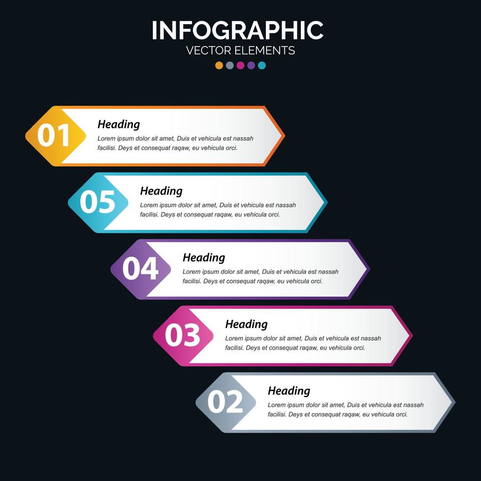 5 steg infographics design vektor och marknadsföring kan vara Begagnade för arbetsflöde layout