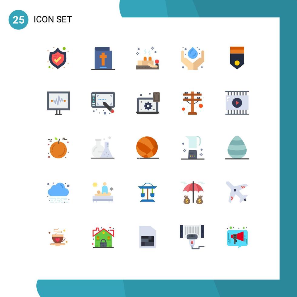 mobil gränssnitt platt Färg uppsättning av 25 piktogram av militär armén terapi förnybar medicin redigerbar vektor design element