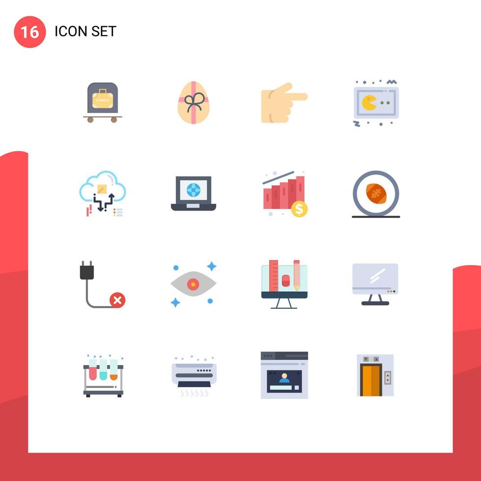redigerbar vektor linje packa av 16 enkel platt färger av nätverk moln pekfinger trösta gaming redigerbar packa av kreativ vektor design element