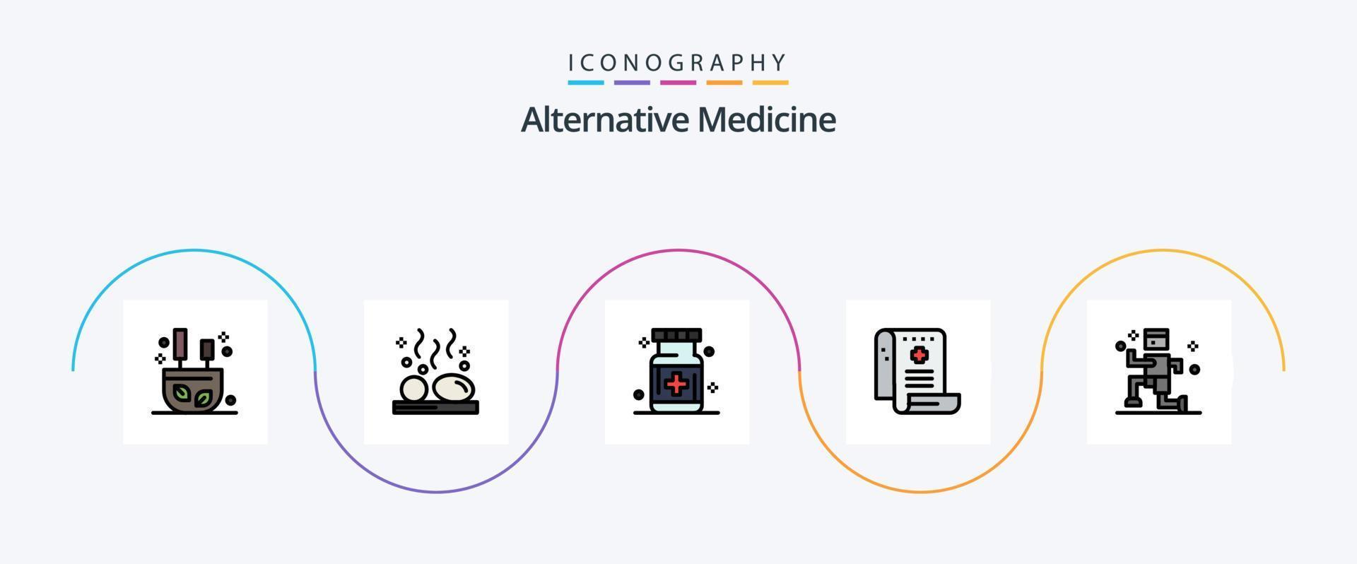 alternativmedizin linie gefüllt flach 5 icon pack einschließlich medizin. Geschichte. Wohlbefinden. die Gesundheit. medizinisch vektor