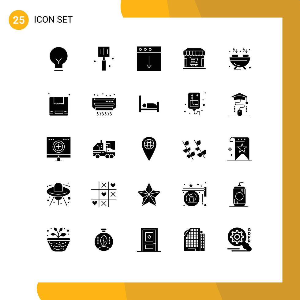 25 kreative Symbole moderne Zeichen und Symbole von Lebensmittelgeschäften App Shopping E-Commerce editierbare Vektordesign-Elemente vektor