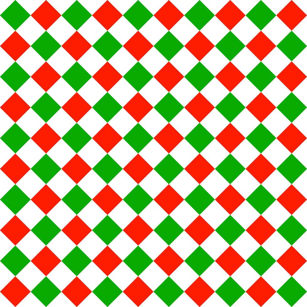 geometrisches rotes und grünes kariertes Muster auf weißem Hintergrund. vektor