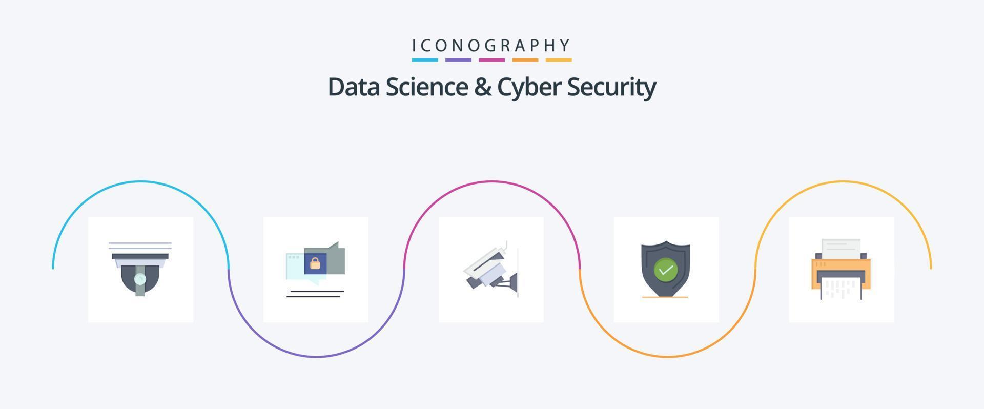 Data Science und Cyber Security Flat 5 Icon Pack inklusive Daten. sicher. Kamera. Sicherheit. bestätigen vektor