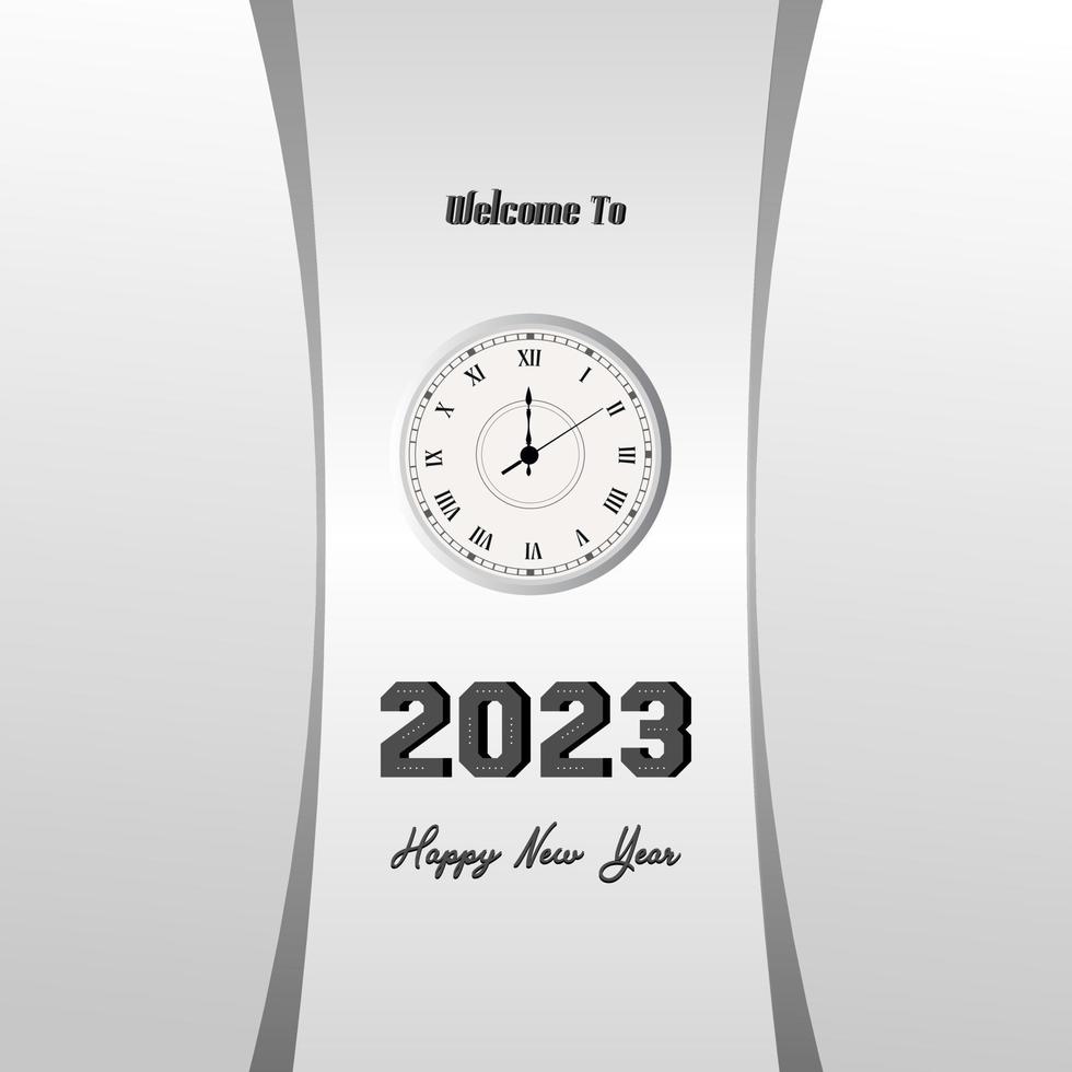 Frohes neues Jahr 2023 mit Typografie-Schriftzug. Vektorillustration, Text und Zahl vektor