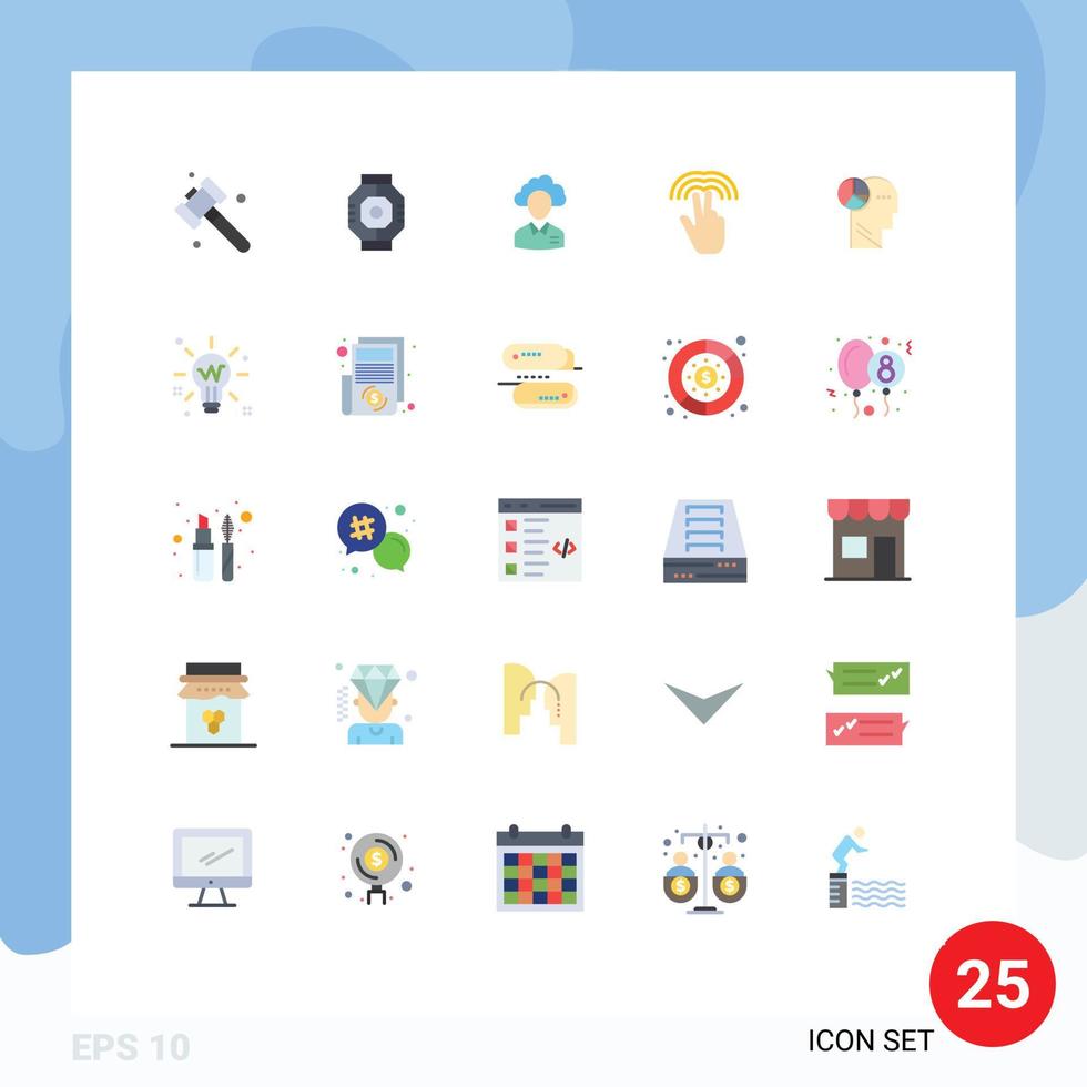 25 universelle flache Farbzeichen Symbole der Hand Double Outsource Resource Manager editierbare Vektordesign-Elemente vektor