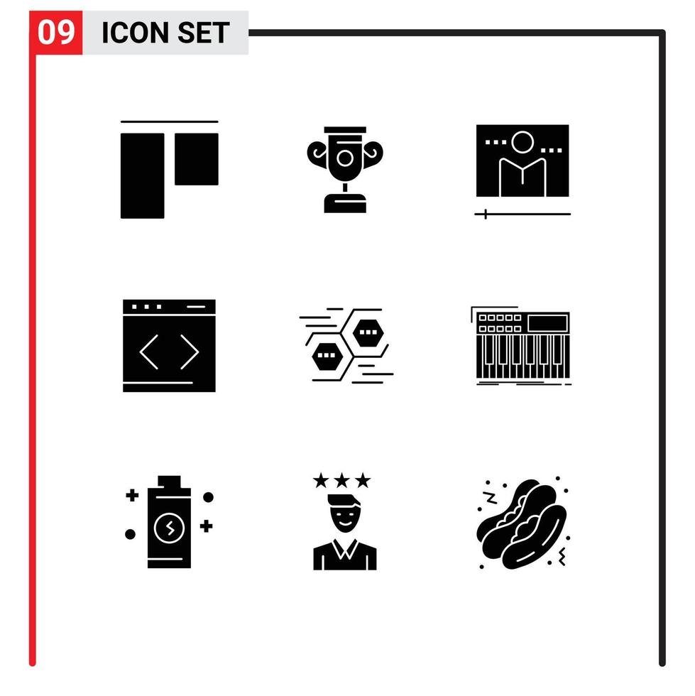 Satz von 9 modernen ui-Symbolen Symbole Zeichen für Daten verbinden Medien Website-Management editierbare Vektordesign-Elemente vektor