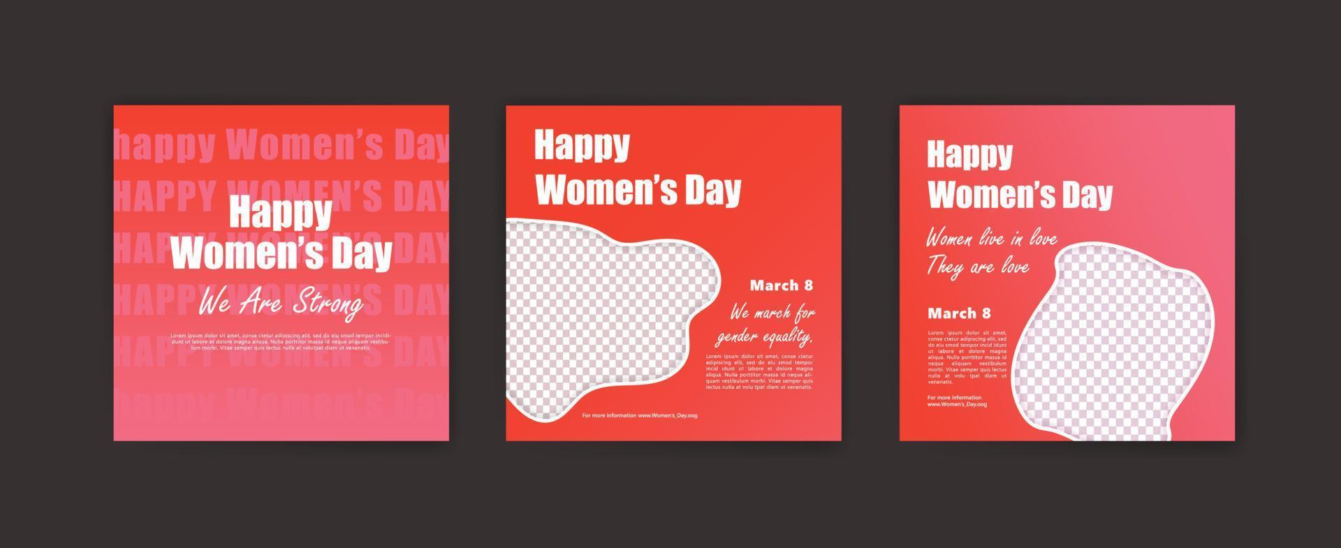 Happy Women's Day Banner. Social-Media-Beitragsvorlage zum Feiern des glücklichen Frauentages. vektor