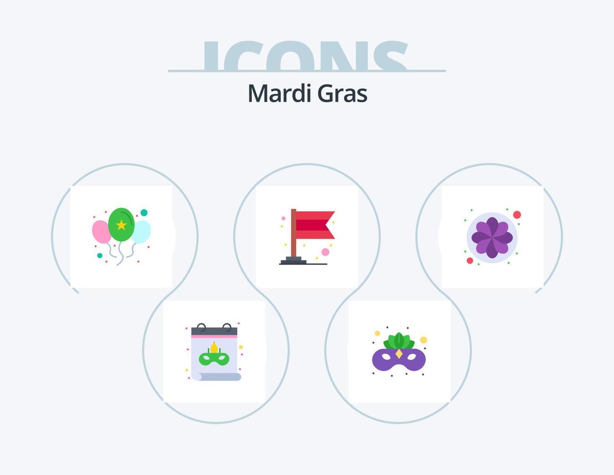 Mardi Gras Flat Icon Pack 5 Icon Design. Sonnenblume. Natur. zelebrieren. Blume. Karneval vektor