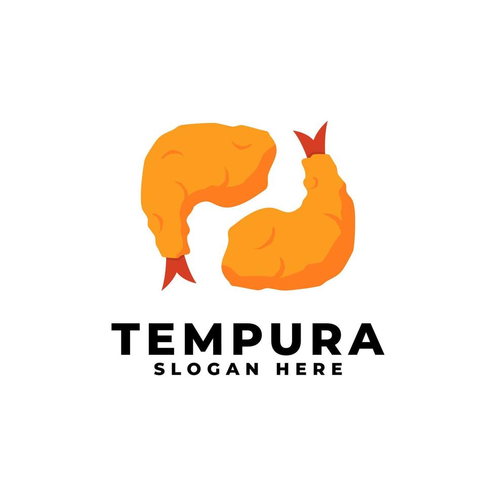Abbildung eines Tempura oder gebratener Garnelen. japanisches Essen. asiatische Küche. Logo-Vorlage für japanisches Essen vektor
