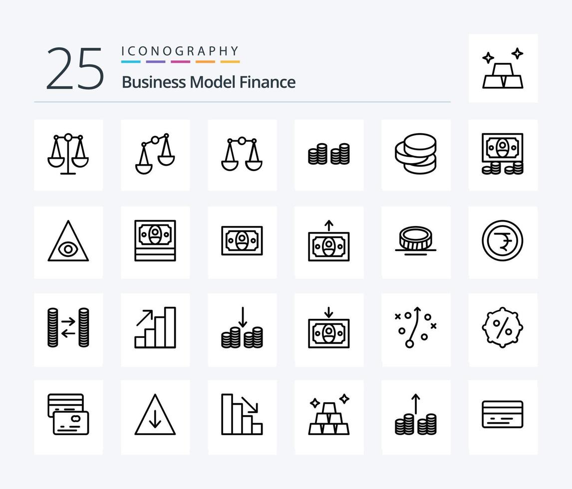 finansiera 25 linje ikon packa Inklusive rupee. mynt. pyramid. pengar. kontanter vektor