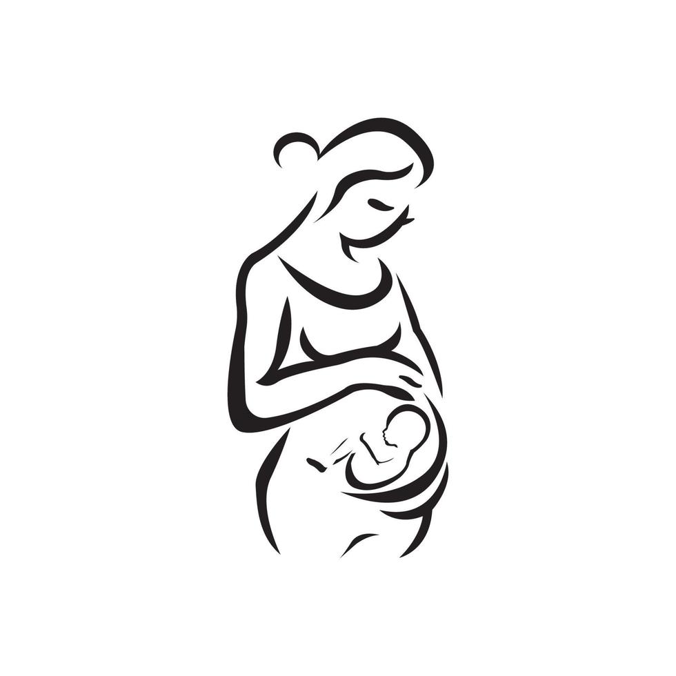 gravid mor och foster ikon logotyp, vektor design