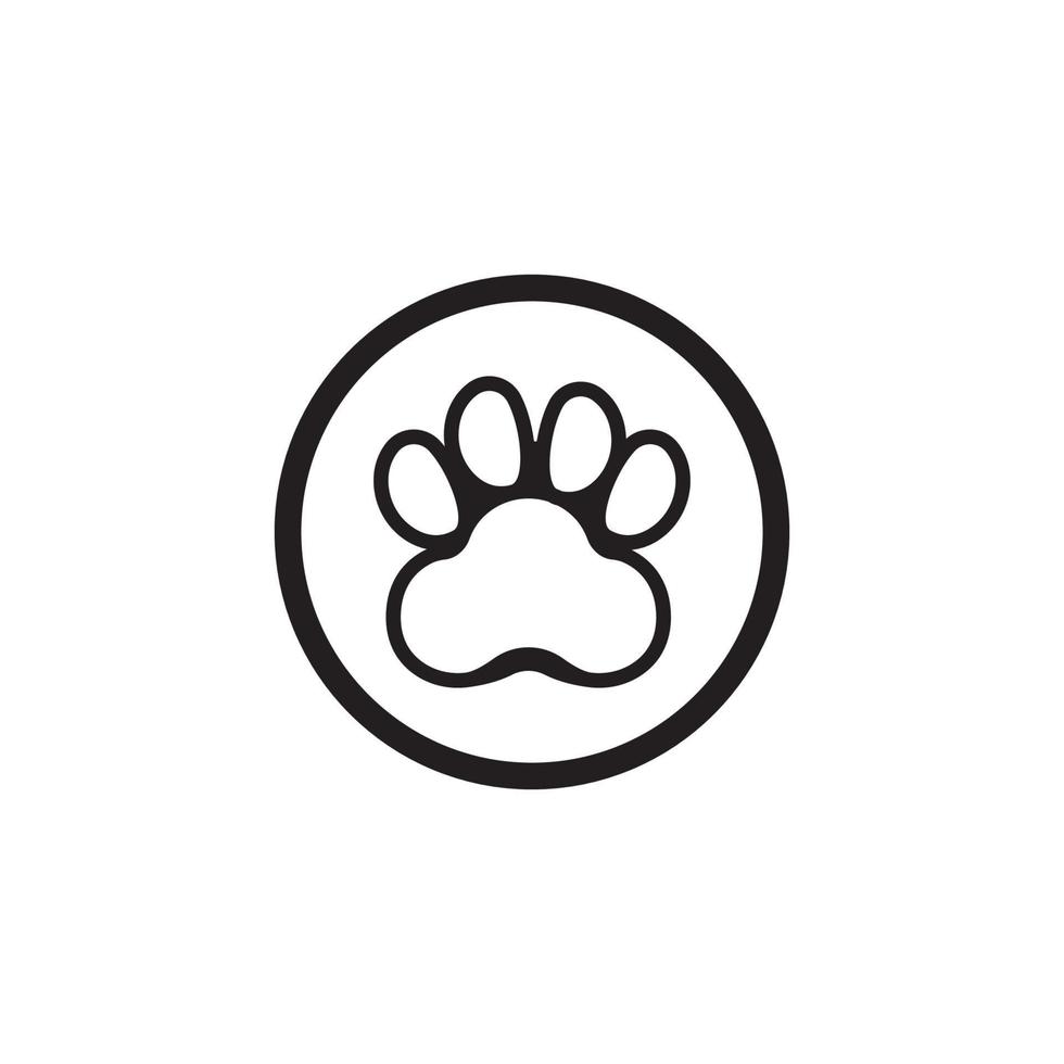 Hunde- oder Katzenpfotenabdruck, Tierfuß. flache vektorsymbolillustration. einfaches schwarzes Symbol auf weißem Hintergrund. vektor