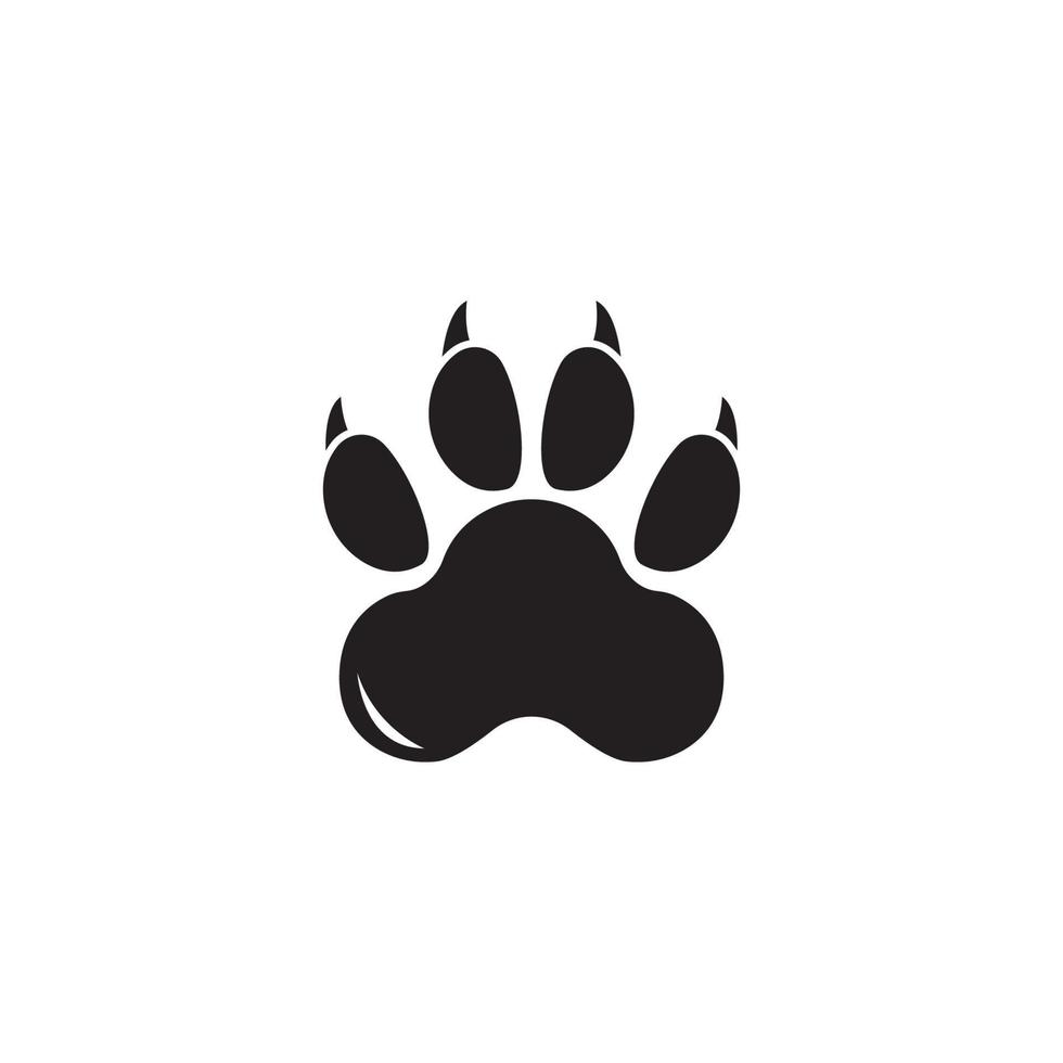 Hunde- oder Katzenpfotenabdruck, Tierfuß. flache vektorsymbolillustration. einfaches schwarzes Symbol auf weißem Hintergrund. vektor