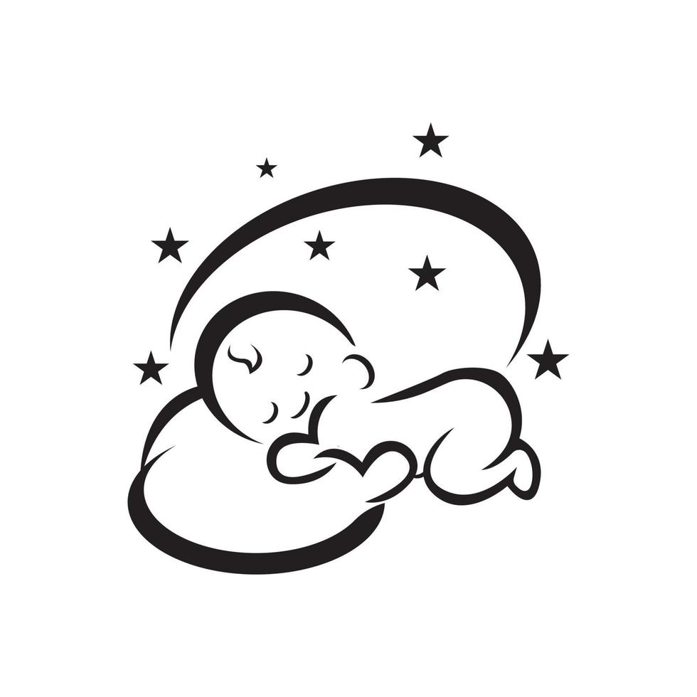 süßes schlafendes Baby-Symbol-Logo, Vektordesign vektor