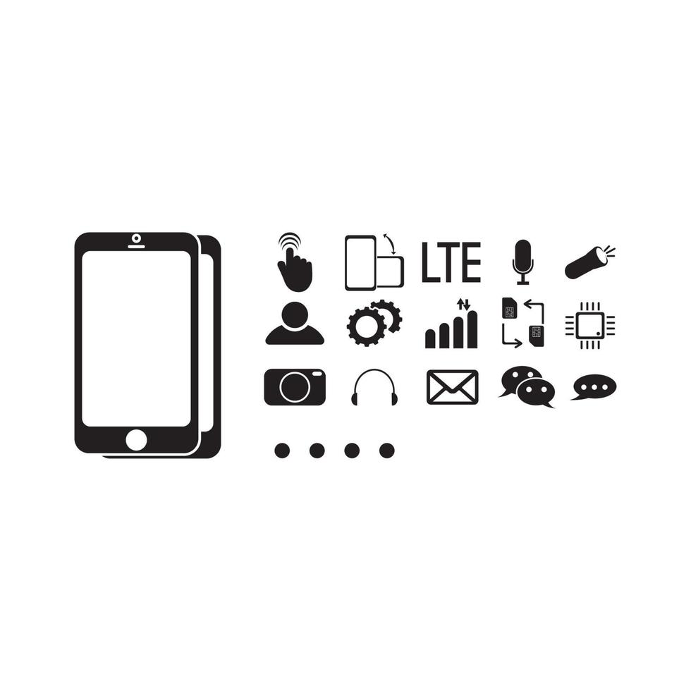 smartphone symbol ikon uppsättning vektor illustration