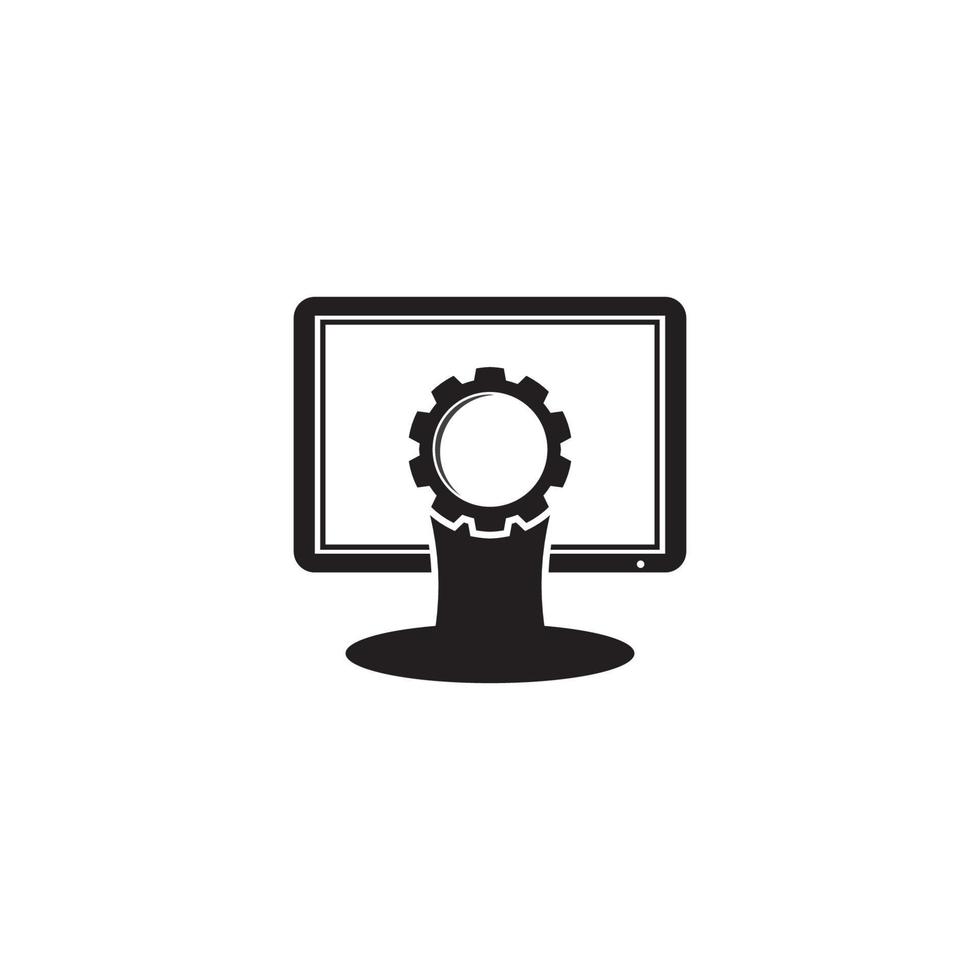 vektor dator och bärbar dator reparera logotyp mall ikon illustration design