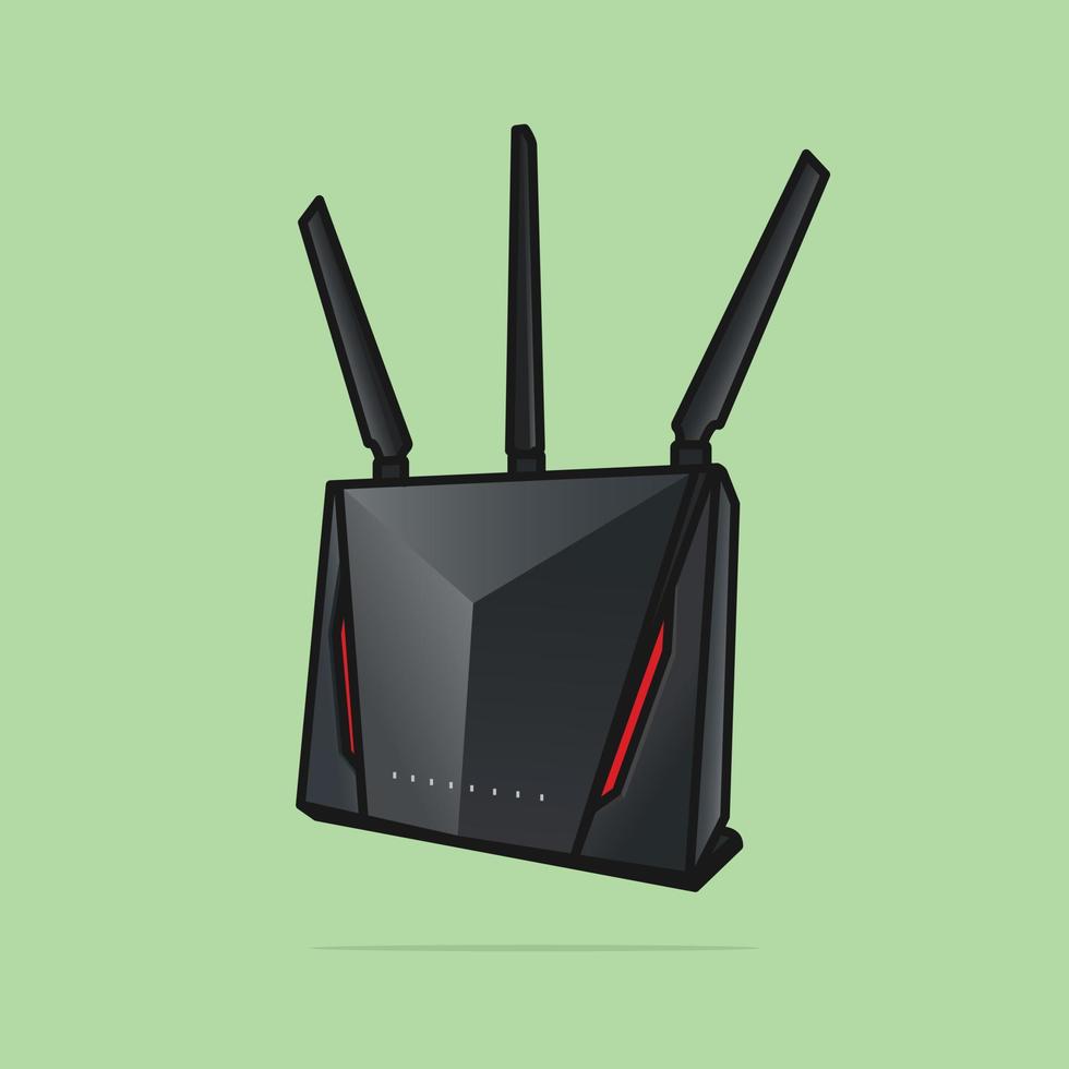 vektorillustration des drahtlosen routergeräts. Technologie-Objekt-Icon-Konzept. Modem-Internet-Router-Technologiegerät-Vektordesign auf grünem Hintergrund mit Schatten. vektor