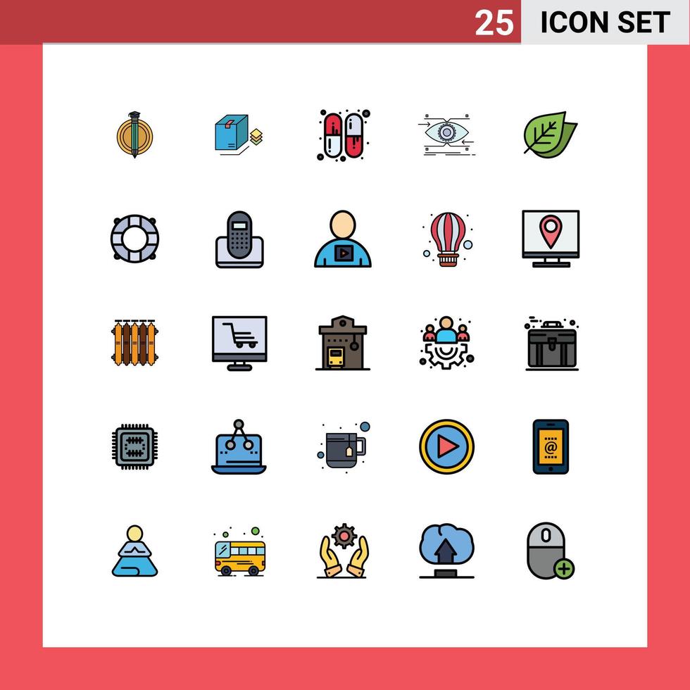satz von 25 modernen ui-symbolen symbolzeichen für blattvisionskapseln, die auge editierbare vektordesignelemente suchen vektor
