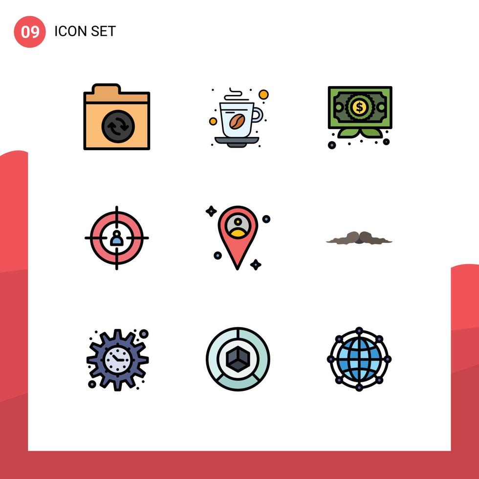 9 kreativ ikoner modern tecken och symboler av plats person företag marknadsföring publik redigerbar vektor design element