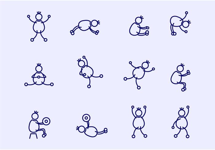 Menschen Stickman Übung Vektor Icons