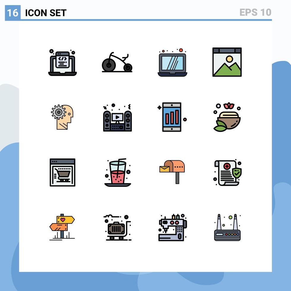 16 tematiska vektor platt Färg fylld rader och redigerbar symboler av redskap lösning dator hemsida dator redigerbar kreativ vektor design element