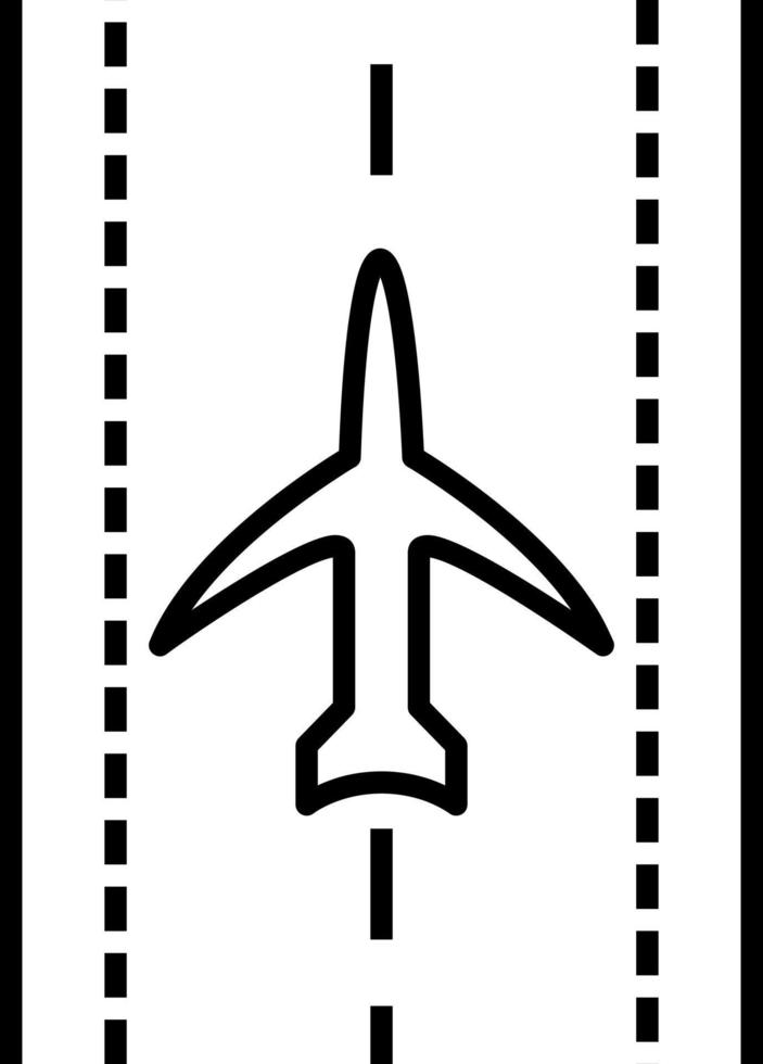 Symbol für Flugzeug auf Start- und Landebahnlinie vektor