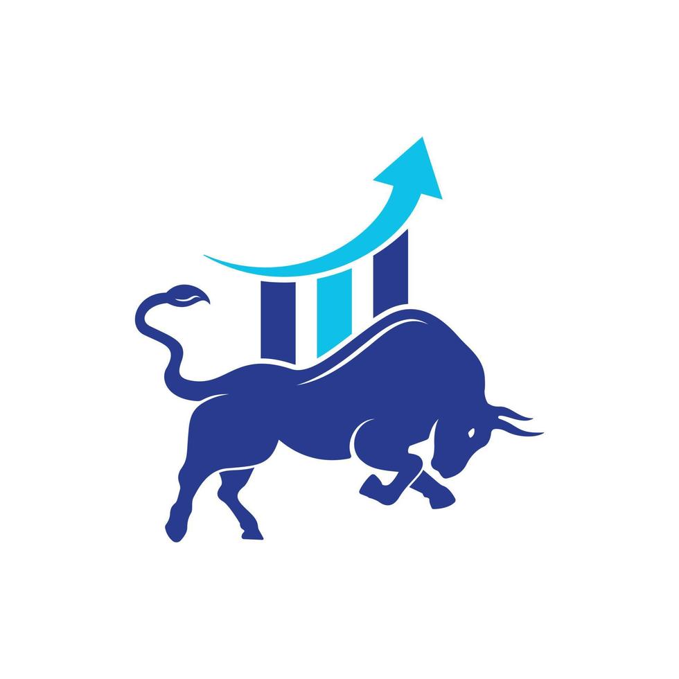 Stier mit Chart-Bar-Logo-Design. Finanzvektor-Logo-Design. vektor