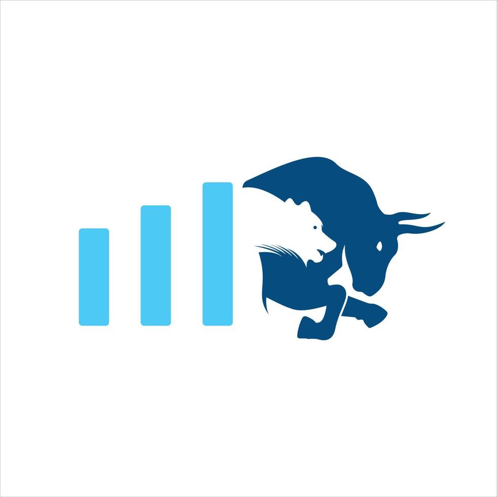 Bär und Stier-Vektor-Logo-Design. Bären-Bull-Chart-Balkenstatistik-Logo. vektor