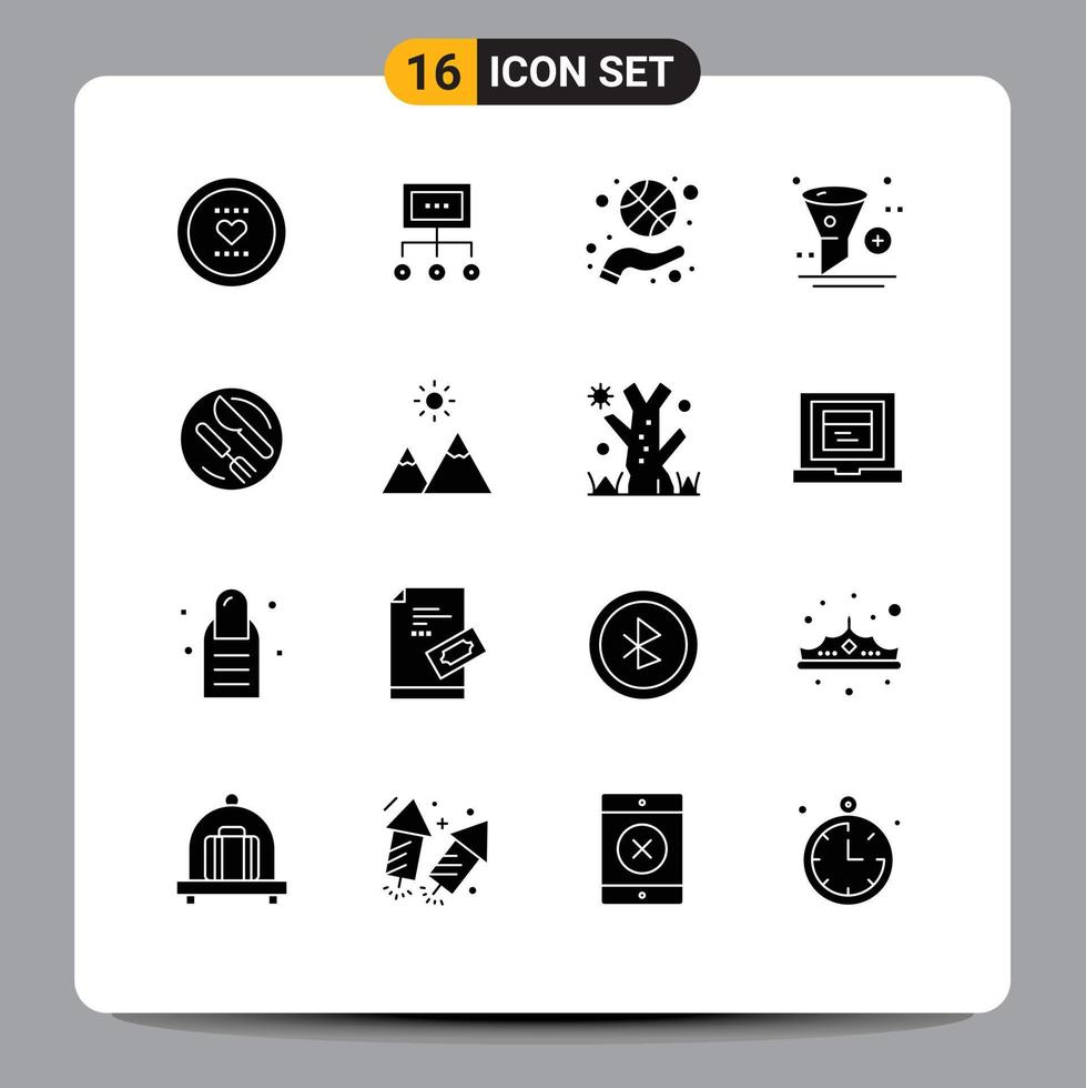 Stock Vector Icon Pack mit 16 Linienzeichen und Symbolen für Sport Handdiagramm Fitnessprozess editierbare Vektordesign-Elemente