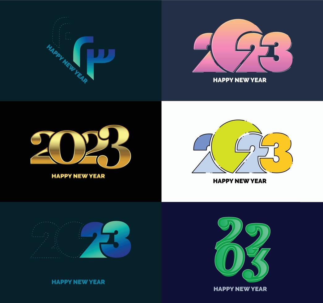 stor uppsättning av 2023 Lycklig ny år logotyp text design 2023 siffra design mall vektor