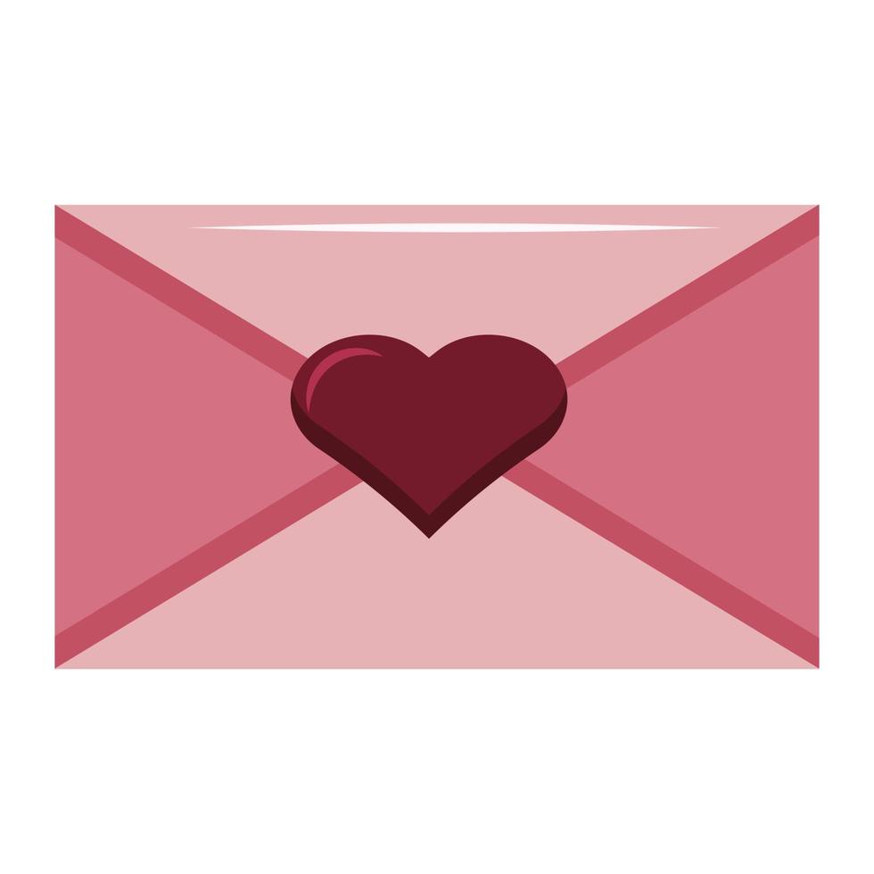 vred kärlek i brev meddelande på rosa bakgrund. symbol av hjärtans dag. ger kärlek post. vektor illustration i platt stil modern design.