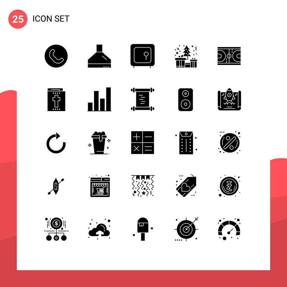 uppsättning av 25 modern ui ikoner symboler tecken för jord domstol guld närvarande låda redigerbar vektor design element