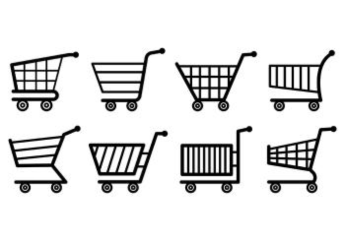 Set von Supermarkt Cart Save Icons vektor